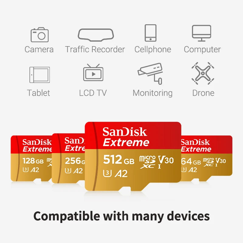 SanDisk Extreme microSDXC Card – U3 V30 High-Speed Storage (64GB–1TB)