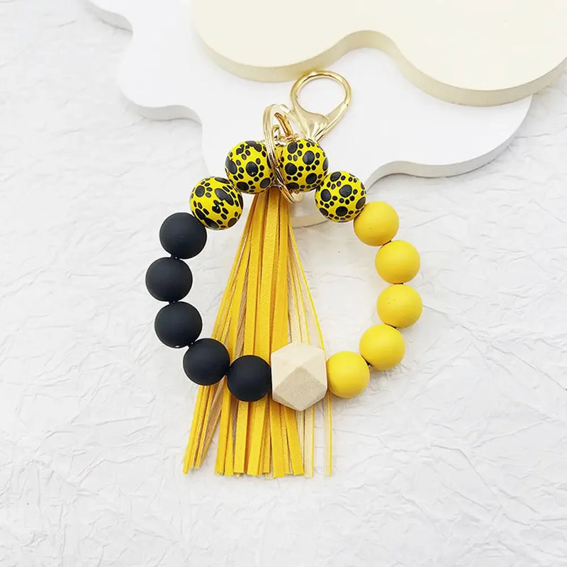 Boho Silicone Bead Keychain with Tassel
