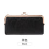 Black vintage kiss lock long wallet for women with gold hardware