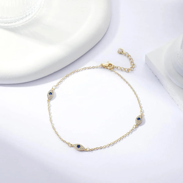 Gold-Plated Geometric Anklet with Extender