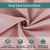 Pink dual layer window curtains showing easy care instructions and fabric texture