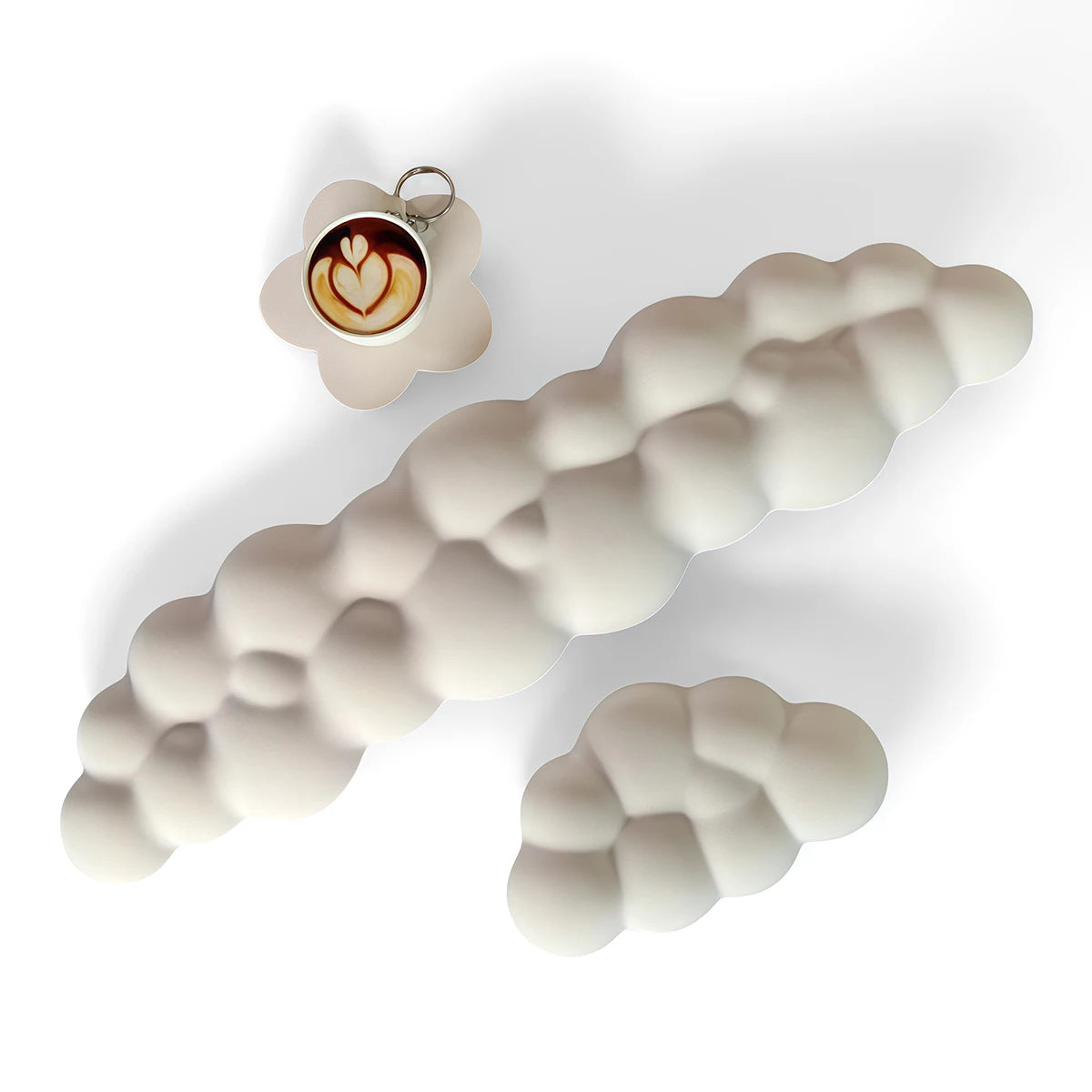Cloud Wrist Rest Set with Floral Coaster and Non-Slip Base