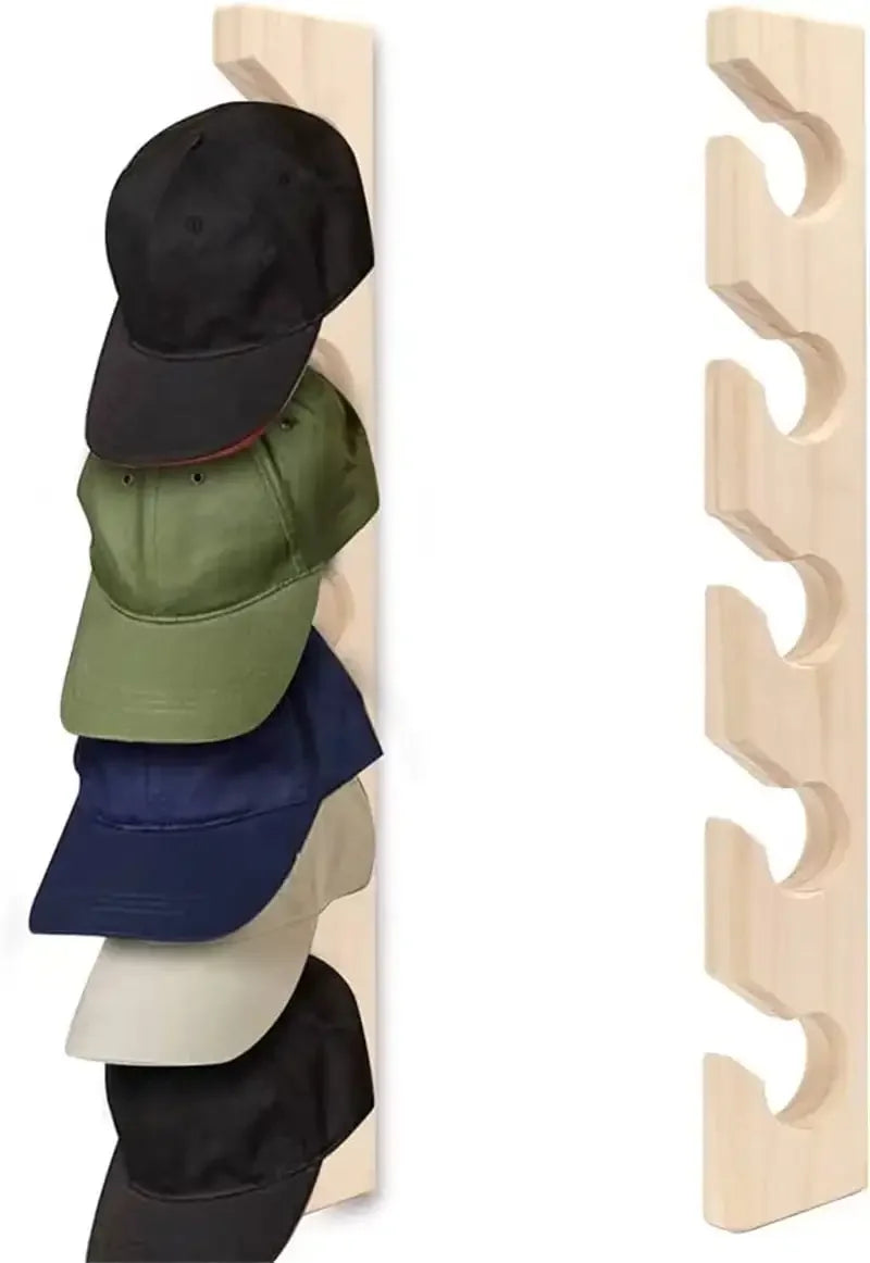 Wall-Mounted Wooden Hat Rack with 5 Hooks