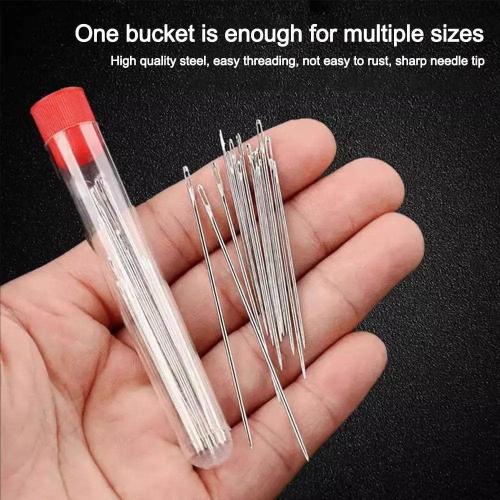 Stainless Steel Sewing Needle Set with Large Eye Design