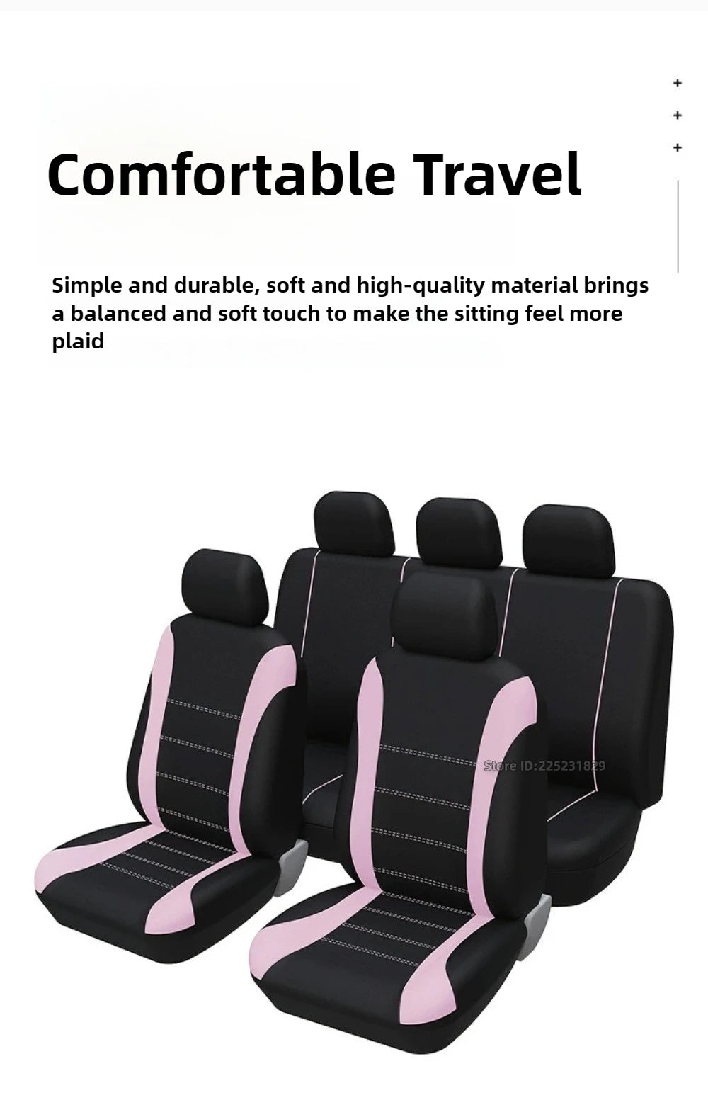 Black and pink memory foam seat cushions for comfortable travel in vehicles
