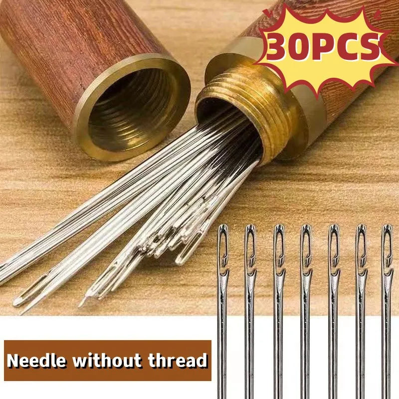 Easy-Threading Stainless Steel Sewing Needles Set (30-Pack)