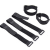 Black reusable nylon cable ties with adjustable hook and loop fasteners shown in various sizes