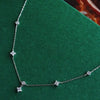Dainty Lucky Leaf Necklace with White CZ Flowers