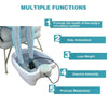 A white foot spa device with blue silicone feet is shown next to a bathtub, illustrating five health benefits.