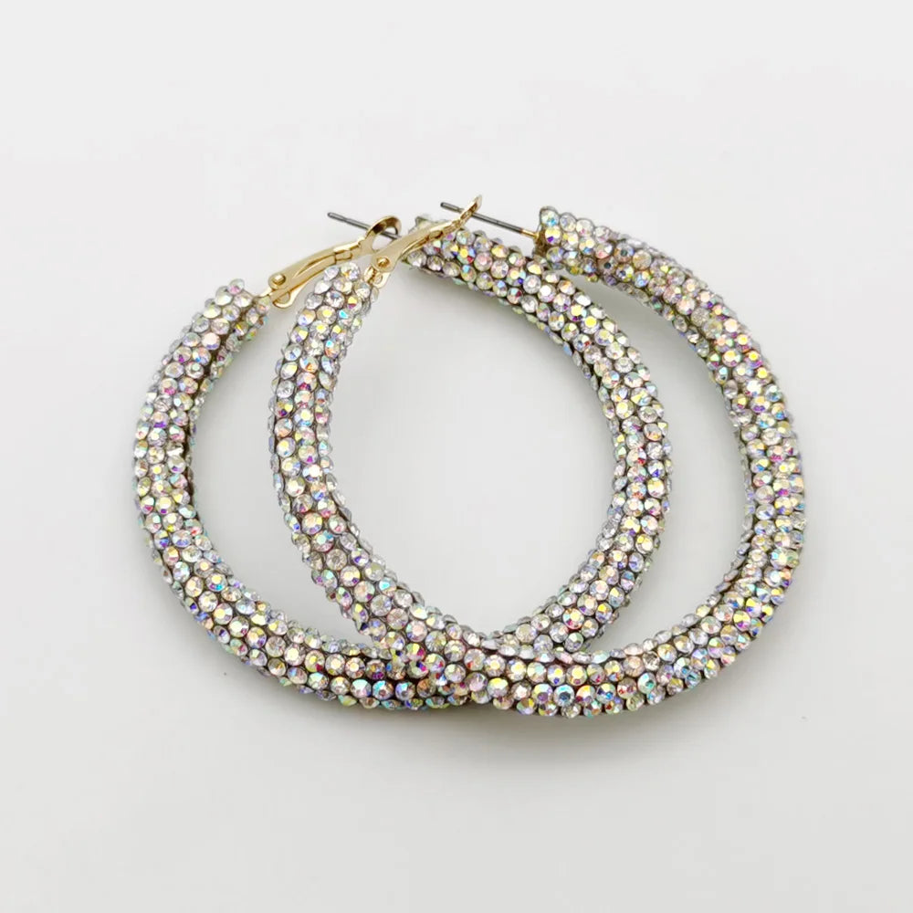 Rainbow Crystal Hoop Earrings