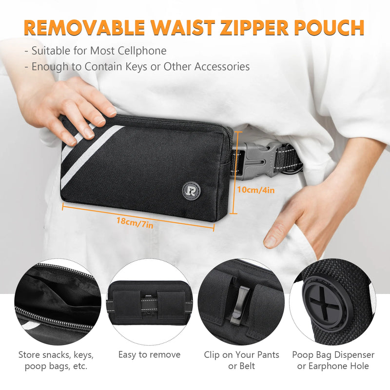 Hands-Free Dog Leash with Zipper Pouch