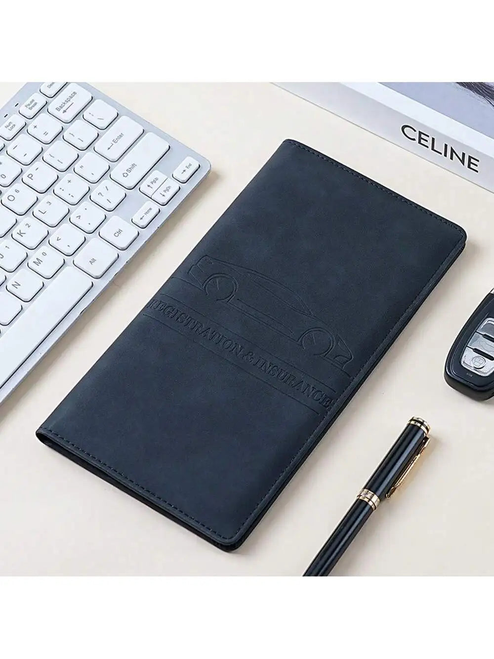 Car Registration & Insurance Card Holder – Leather Document Organizer for Glove Box