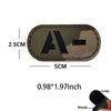 Tactical glow-in-the-dark blood type patches with hook and loop backing