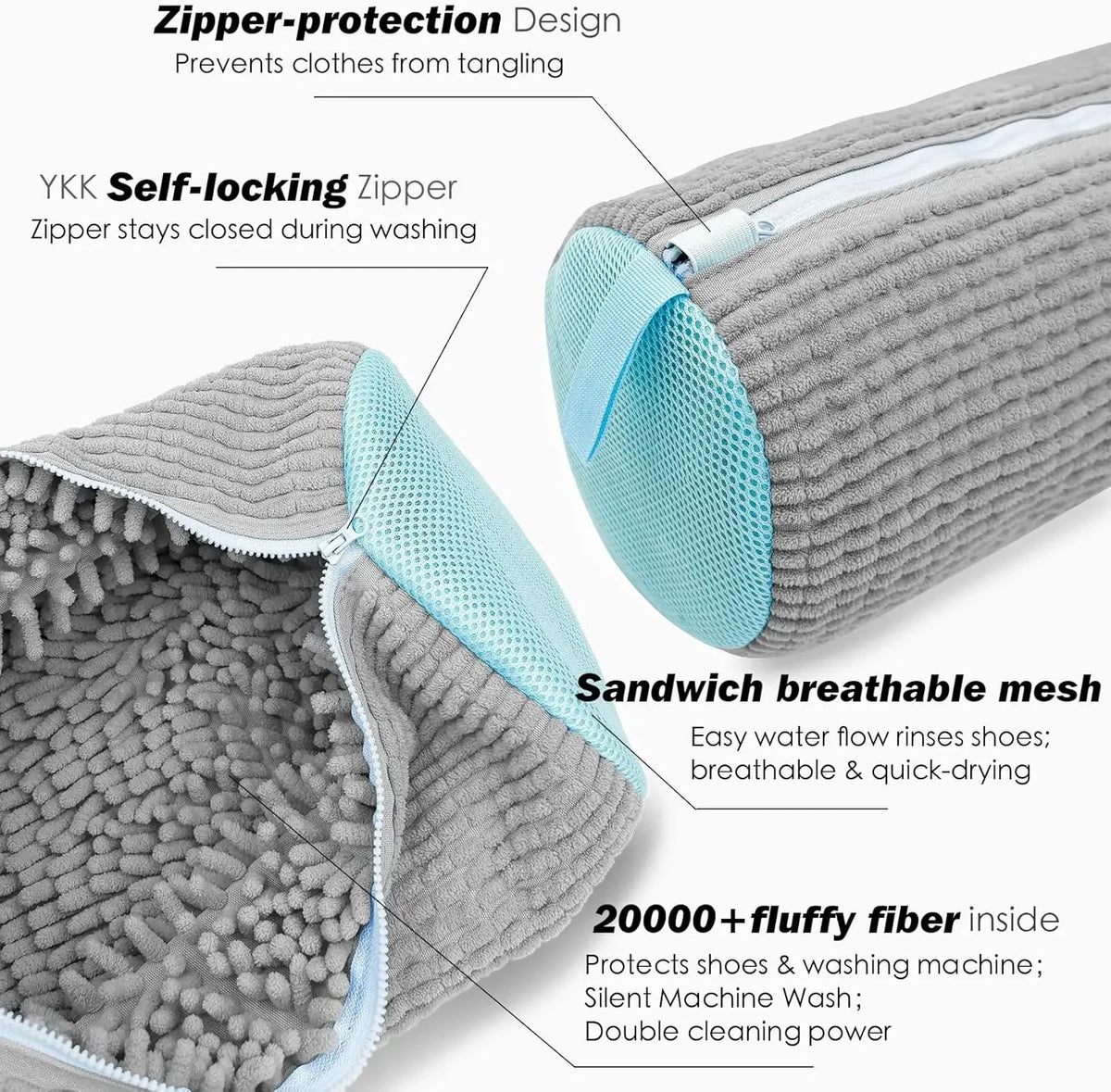 Reusable Shoe Wash Bag with Secure Zip Closure