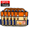 Five orange cartoon backpack goodie bags for kids party favors