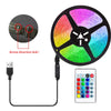 Multicolor RGB LED strip light with a remote control and power cable