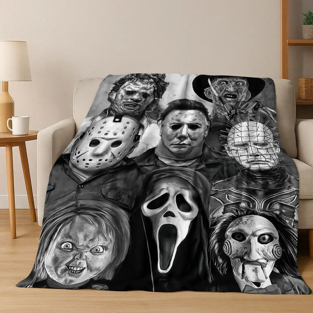 Ghost Face Horror Character Flannel Throw Blanket