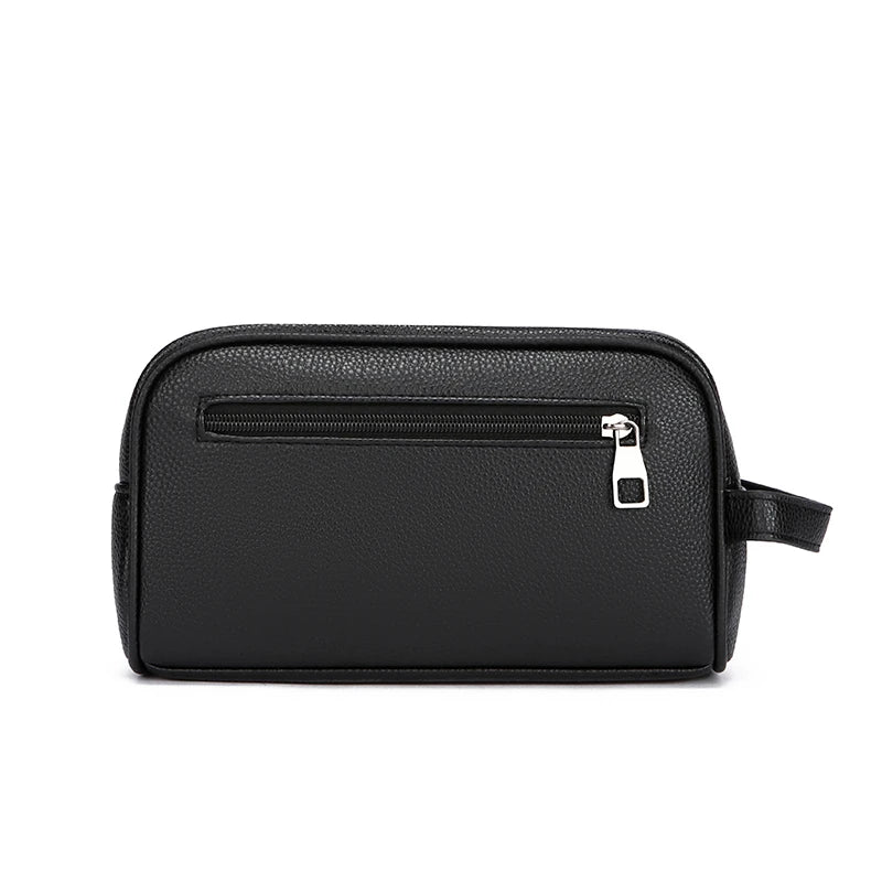 Men's Soft Leather Business Clutch Bag – Minimalist Travel Handbag with Zipper Closure