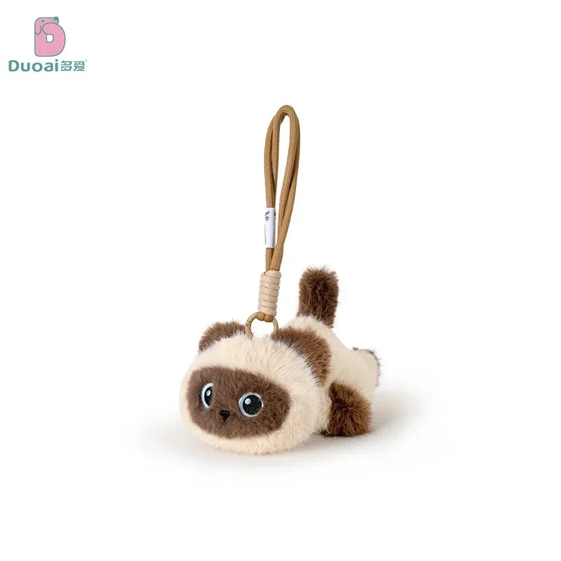 Adorable Siamese Cat Plush Keychain Pendant