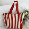 Striped Canvas Shoulder Tote Bag