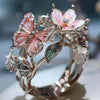 Floral Butterfly Rhinestone Ring — Romantic Adjustable Design