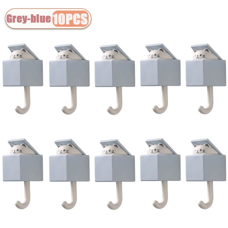 Cute Cartoon Cat Wall Hooks - Self-Adhesive
