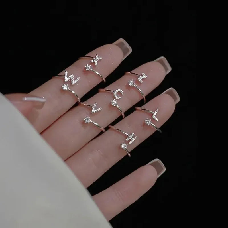 Initial Letter Ring with Zircon Accent