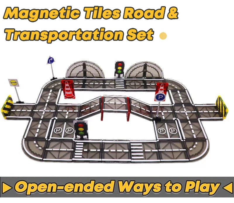 Magnetic Tiles Road Building Set for Kids