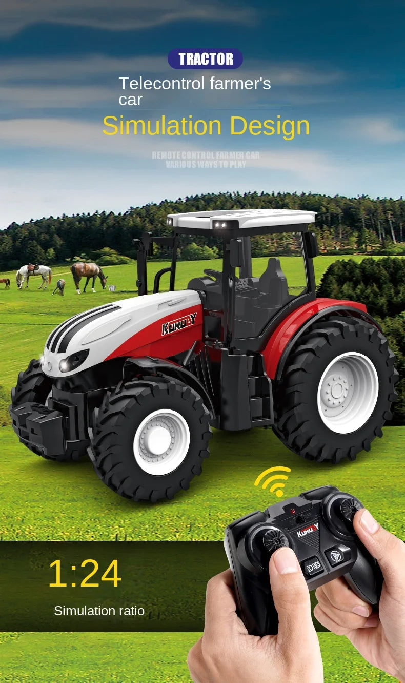 Remote-Controlled Farm Tractor Toy with Realistic Engineering Details