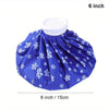 Blue reusable ice pack with a secure wrap and snowflake pattern, measuring 6 inches.