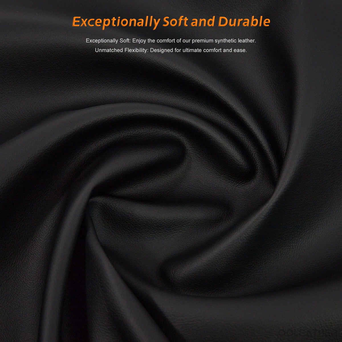 A close-up shot of soft black faux leather material being tightly rolled.