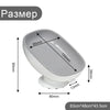 Diagram showing the dimensions of a white suction cup soap dish, including height, length, and width.