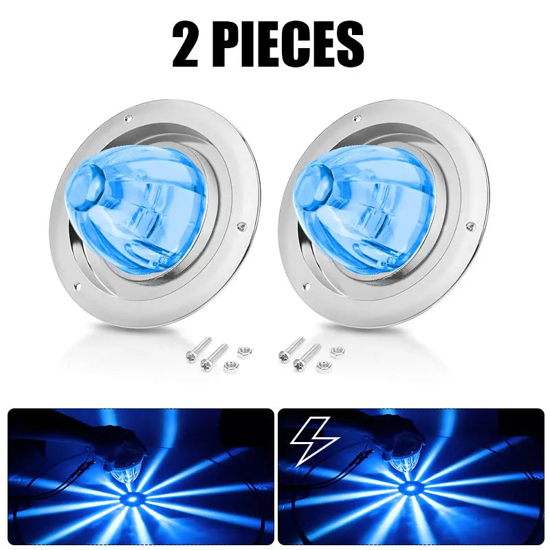 Two pieces of blue watermelon LED marker and turn signal lights for vehicles
