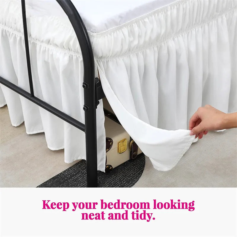 Ruffled Bed Skirt with Split Corners and Elastic Wrap