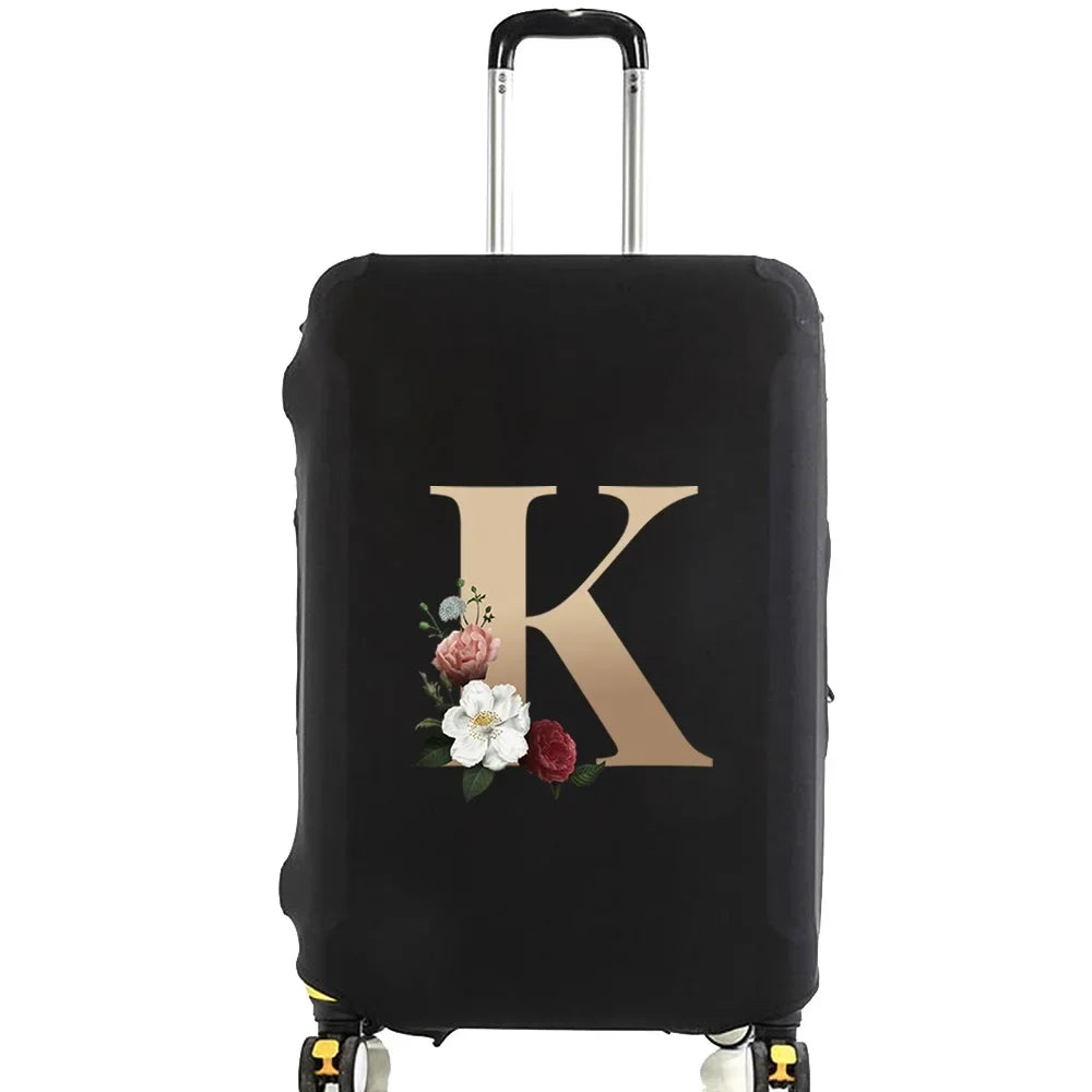 Elastic Luggage Cover with Gold Letter Design