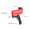Red handheld pneumatic sandblasting gun with a hopper and a grip.