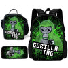 Cartoon Gorilla Kids School Backpack Set with Lunch Bag and Pencil Case