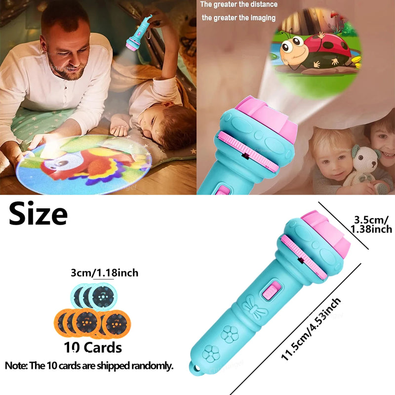Cartoon Projector Flashlight with 80 Bedtime Patterns