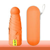 Vibrant orange umbrella and box set featuring a compact folding umbrella.