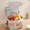 Pink insulated food storage bin with a lid showing the good insulation and cold preservation effect.