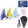 A set of 12-tone alto ceramic ocarinas, including a music book and storage bag.