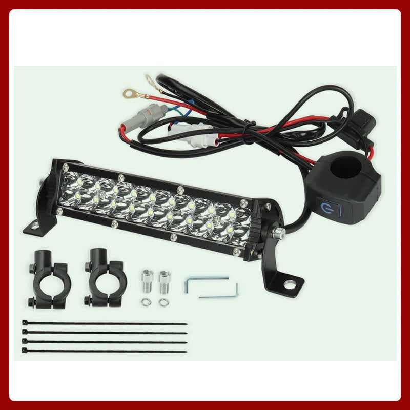 Motorcycle LED Headlight with Light Bar and On-Off Switch