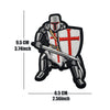 Embroidered patch of a Knights Templar cross shield with a hook and loop backing