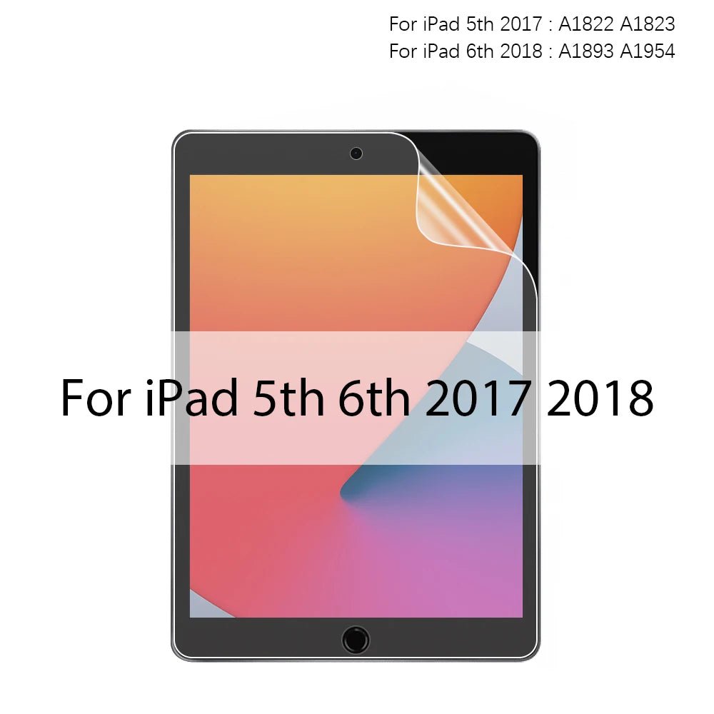 A close-up view of an iPad screen with a paper-feel matte screen protector applied, showing color variations.