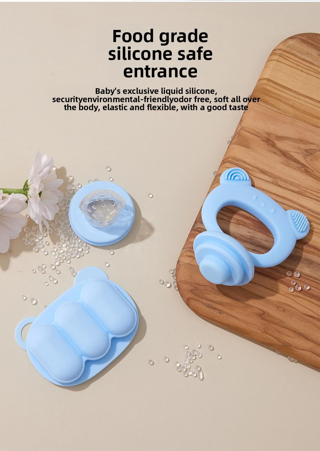 Silicone Baby Fruit Feeder with Freezer Tray Set