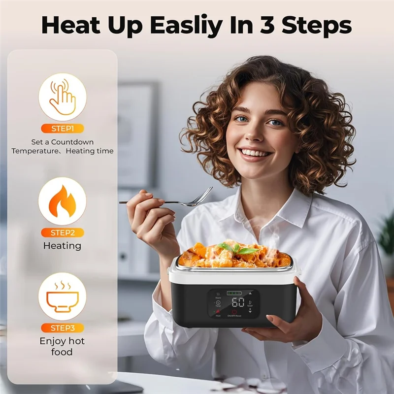 Cordless Heated Lunch Box with Rechargeable Battery