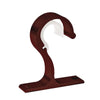 A dark brown durable curtain rod bracket with a white curved piece, designed for secure window treatments.