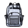 A clear waterproof shoulder bag with a black mesh pocket and zipper visible from the front.