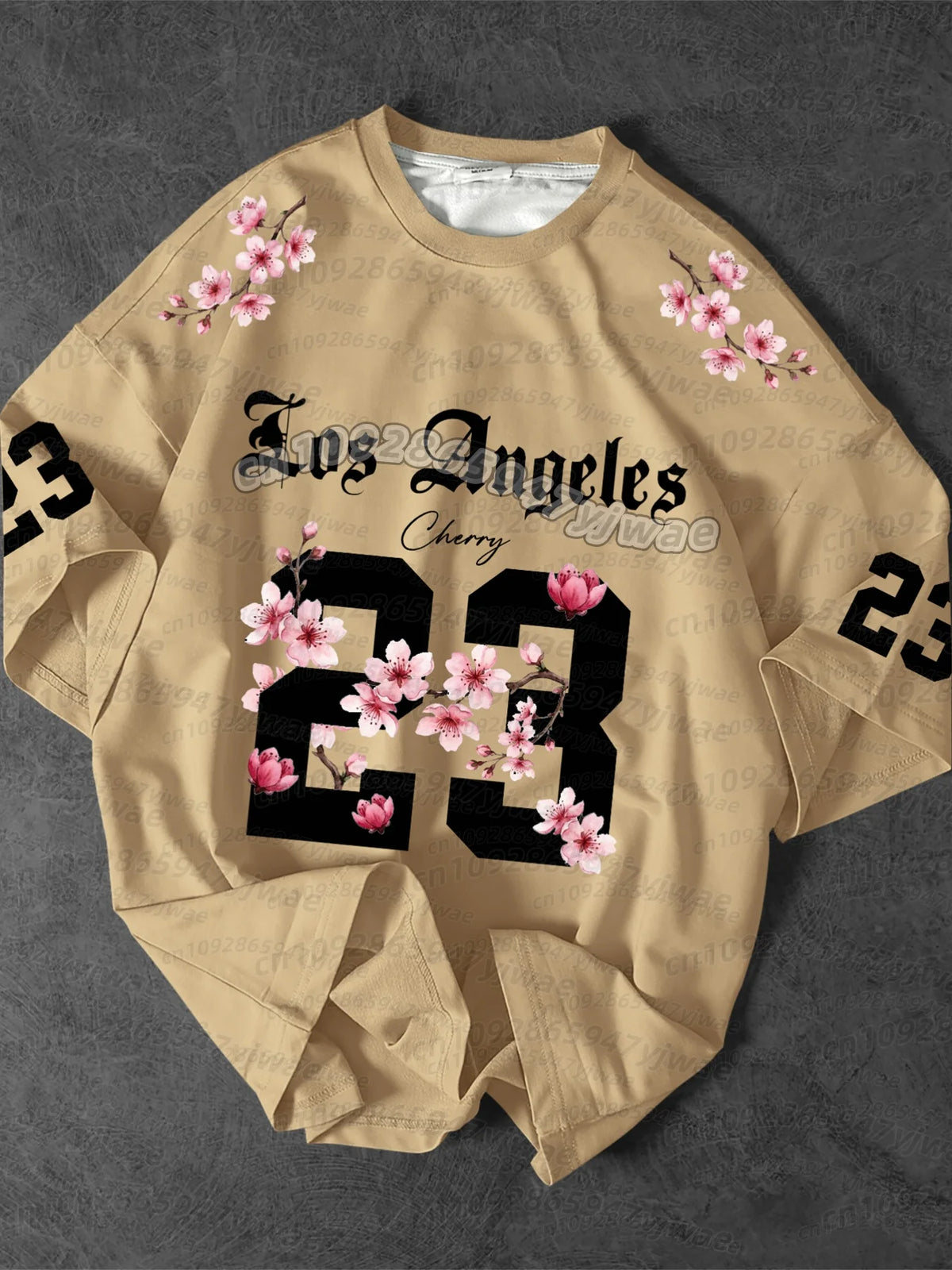 Men's Floral Print Football Jersey T-Shirt