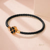 Four-Leaf Clover Braided Leather Bracelet